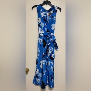 Strapless Floral Blue and White Dress